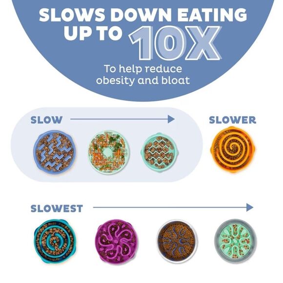 NWT Outward Hound Slo Bowl Blue LARGE Slow Feeder Anti Bloat Dog Bowl - Picture 8 of 9